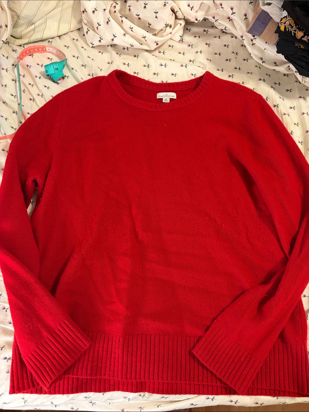 LL Bean Signature Red Crewneck Sweater